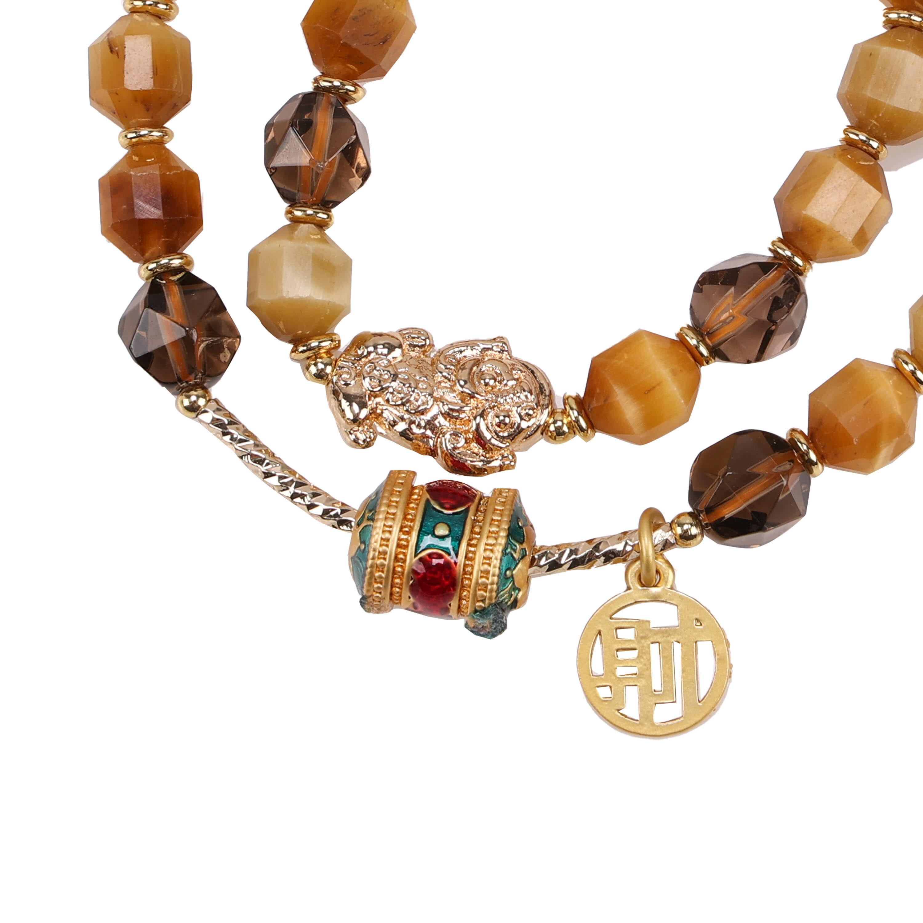 【風水好好玩】迎財黃虎眼多圈式手鍊 ( 招正財/事業運/保平安)