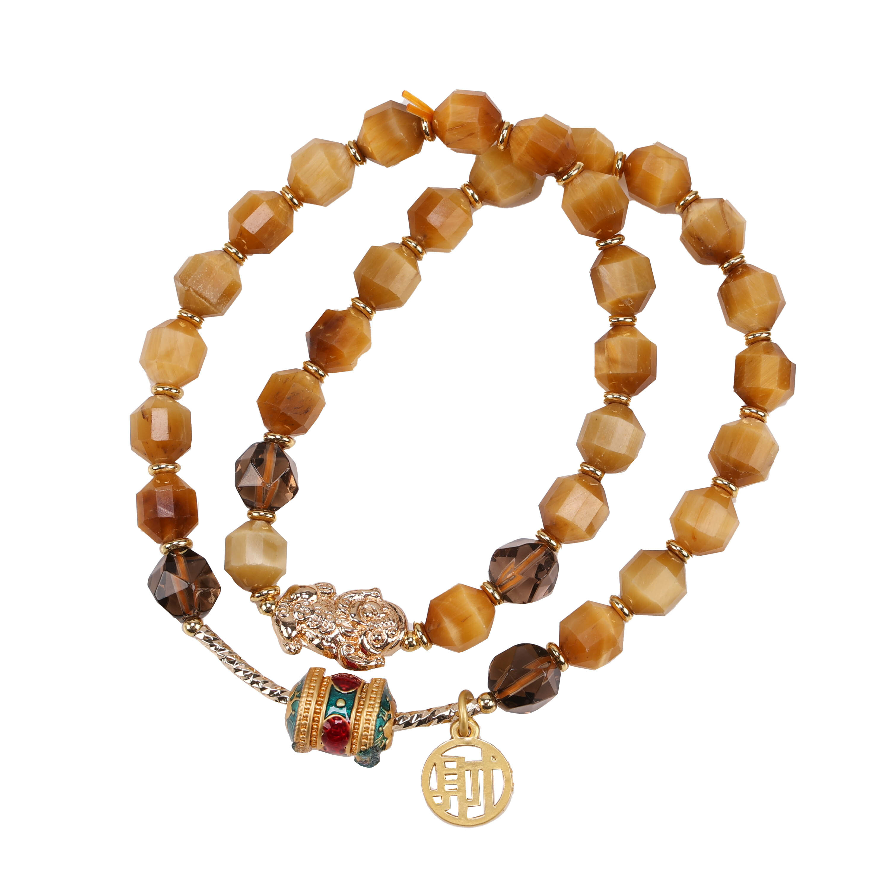 【風水好好玩】迎財黃虎眼多圈式手鍊 ( 招正財/事業運/保平安)