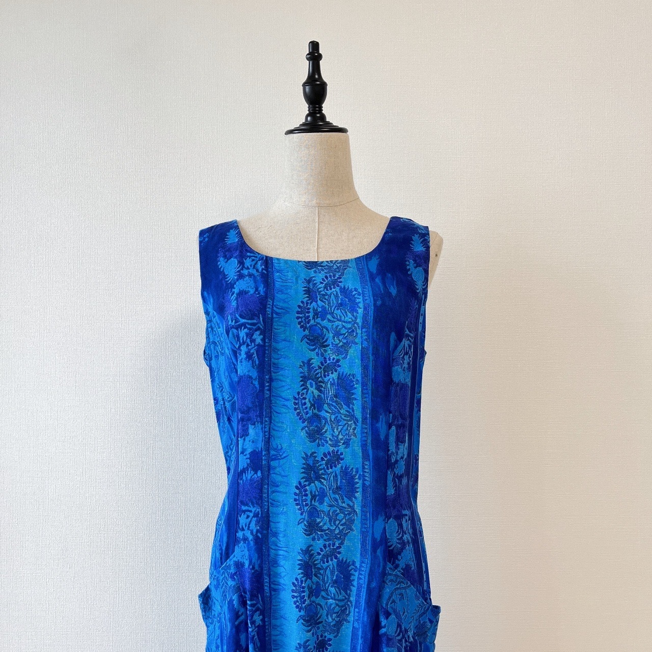 美國製藍色花紋背心連身裙