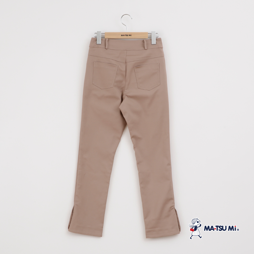 MA‧TSU Mi 百搭銀釦設計側開彈性長褲(卡其.深藍)