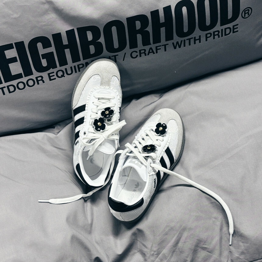 Adidas Originals Samba OG 蕾絲 小香風 小花 灰白 IH3371