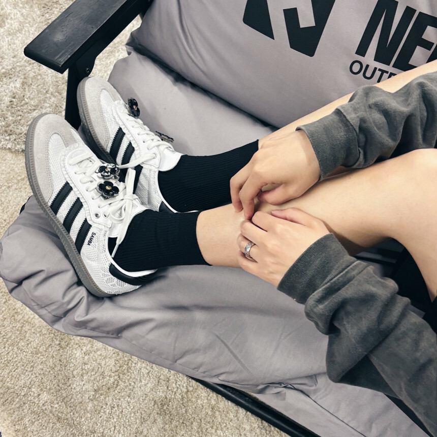 Adidas Originals Samba OG 蕾絲 小香風 小花 灰白 IH3371