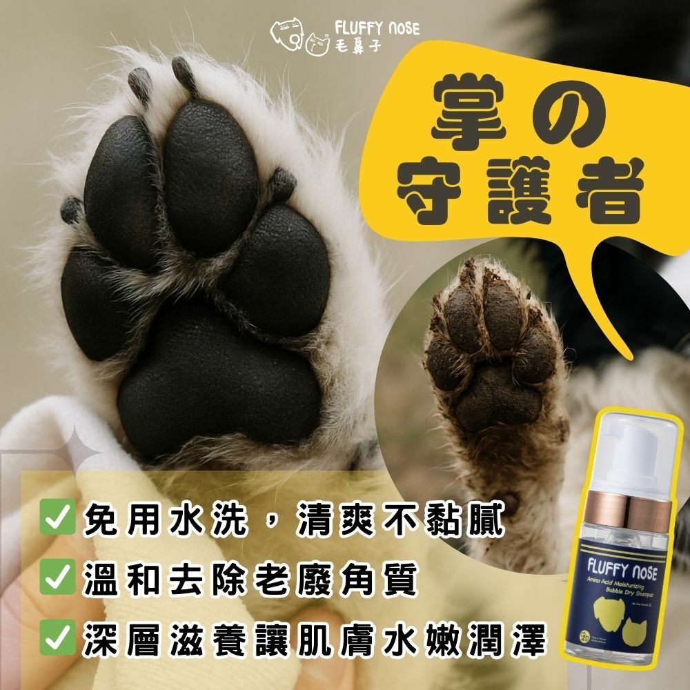 【寵物洗澡養護】胺基酸滋潤泡泡乾洗澡(貓狗適用)｜FLUFFY nOSE 毛鼻子