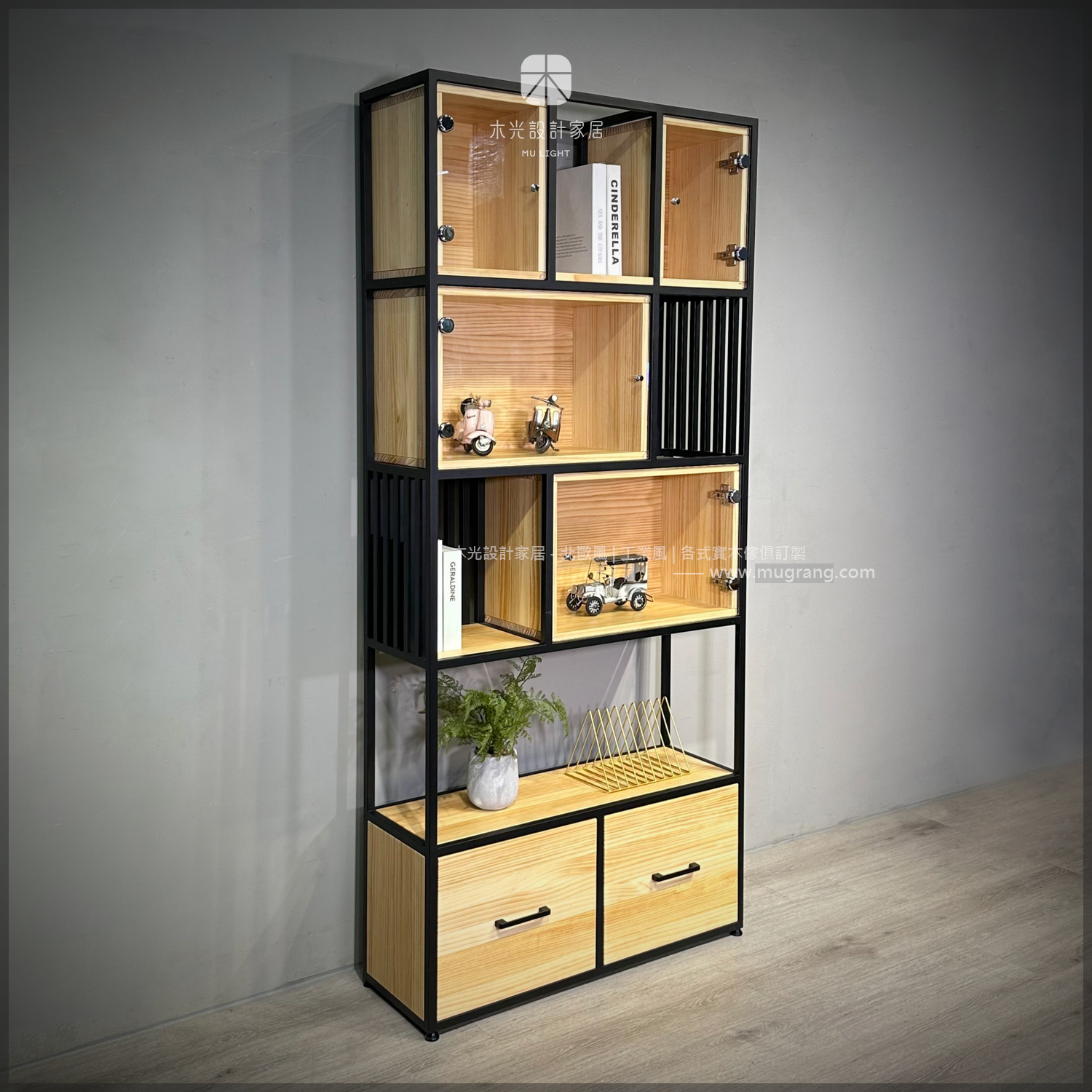 台灣製-收納方格玻璃展示櫃架|可訂製