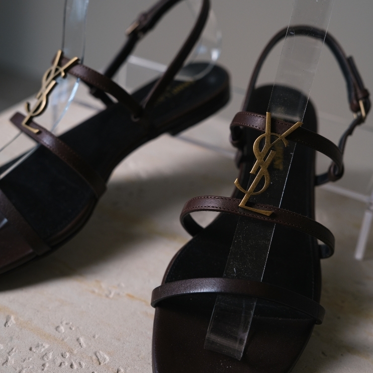 YSL 棕色羅馬涼鞋 37.5號