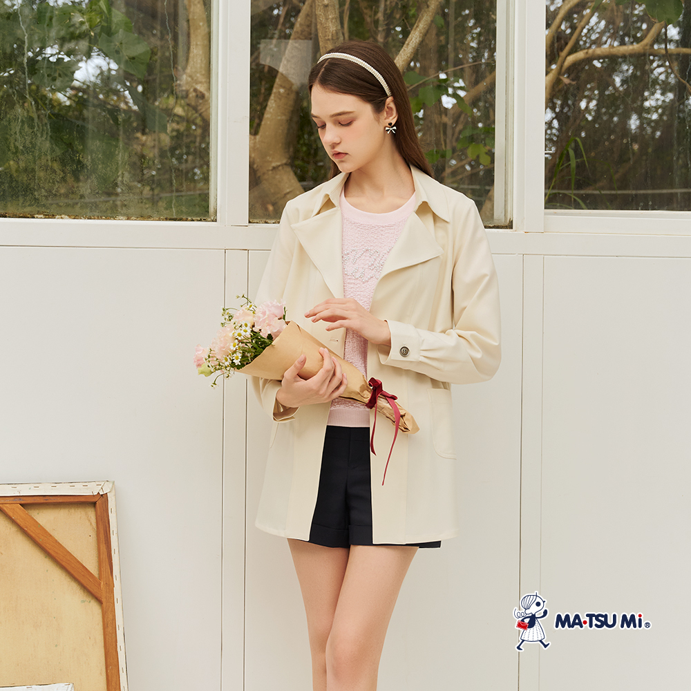 MA‧TSU Mi 百搭銀釦設計剪裁短褲(卡其.深藍)