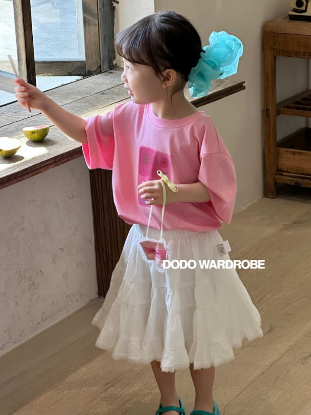 DDB04B122WE  DODO Wardrobe -白色Lace邊層次半截裙