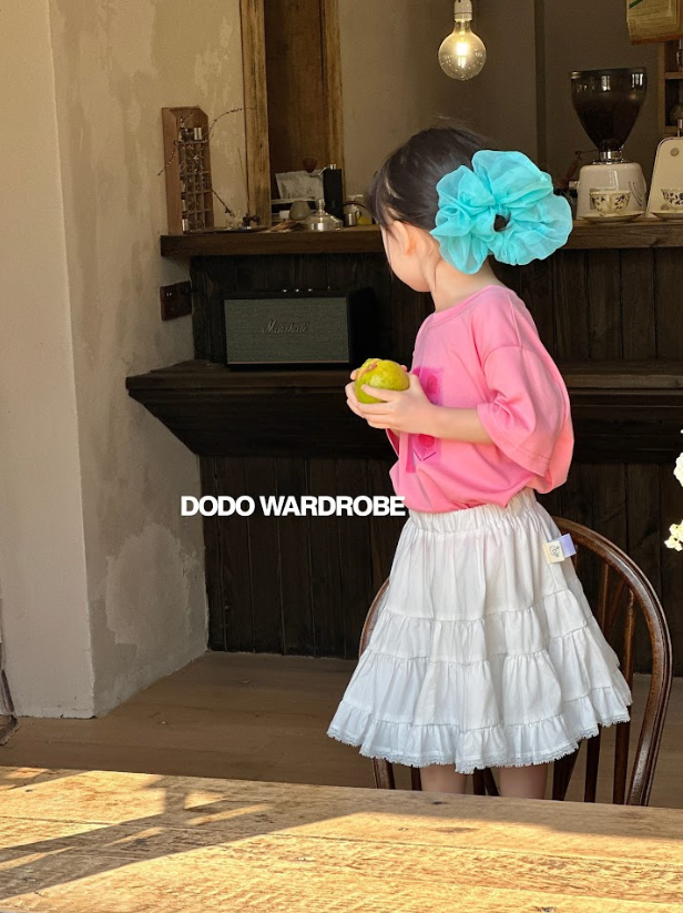 DDB04B122WE  DODO Wardrobe -白色Lace邊層次半截裙