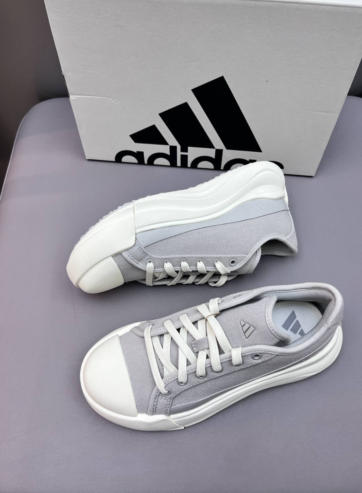 Adidas Maxxcourt Pro 灰白色 淺灰色 帆布 厚底 大頭鞋 JQ9817/預購