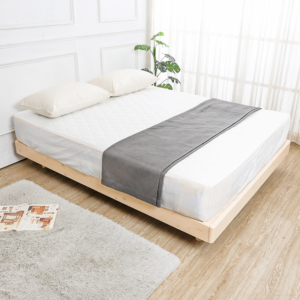 洛可5尺雙人漂浮造型實木床架/懸浮式床底-內縮腳設計(兩色可選)