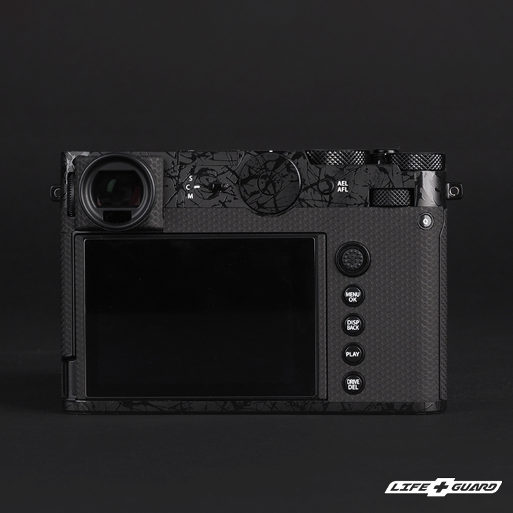 LIFE+GUARD 相機貼膜背面示意，專業開版適用於 FUJIFILM GFX100RF