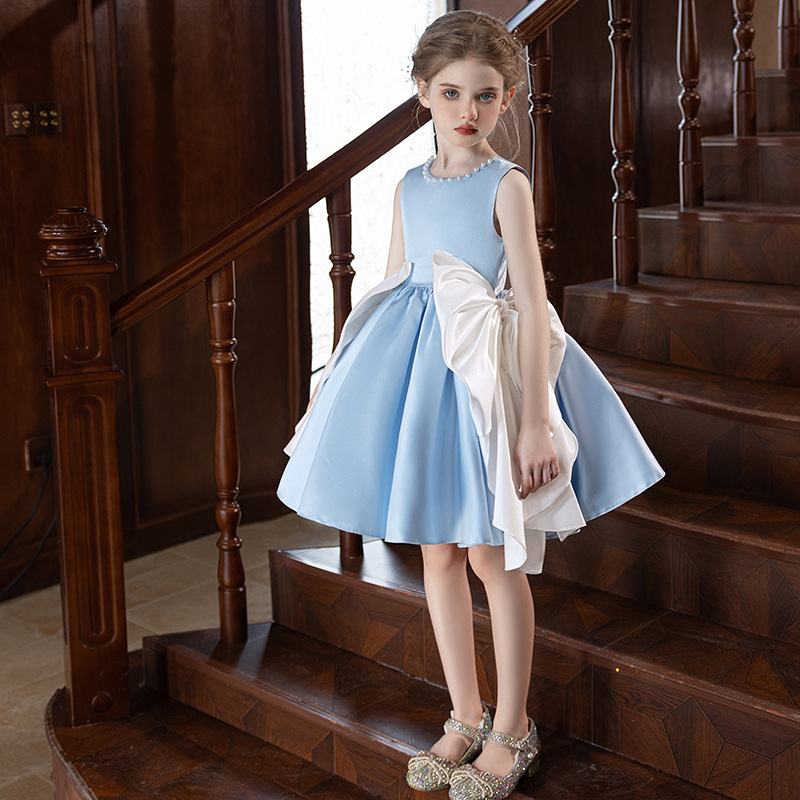 大蝴蝶結緞面表演禮服裙