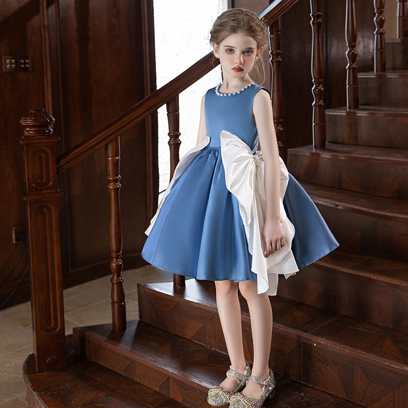 大蝴蝶結緞面表演禮服裙