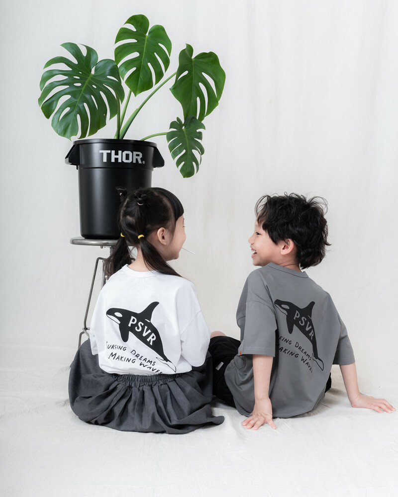 PERSEVERE 兒春夏童裝虎鯨Tee 白/深灰 25 S/S kids' T-shirt series Orca Tee