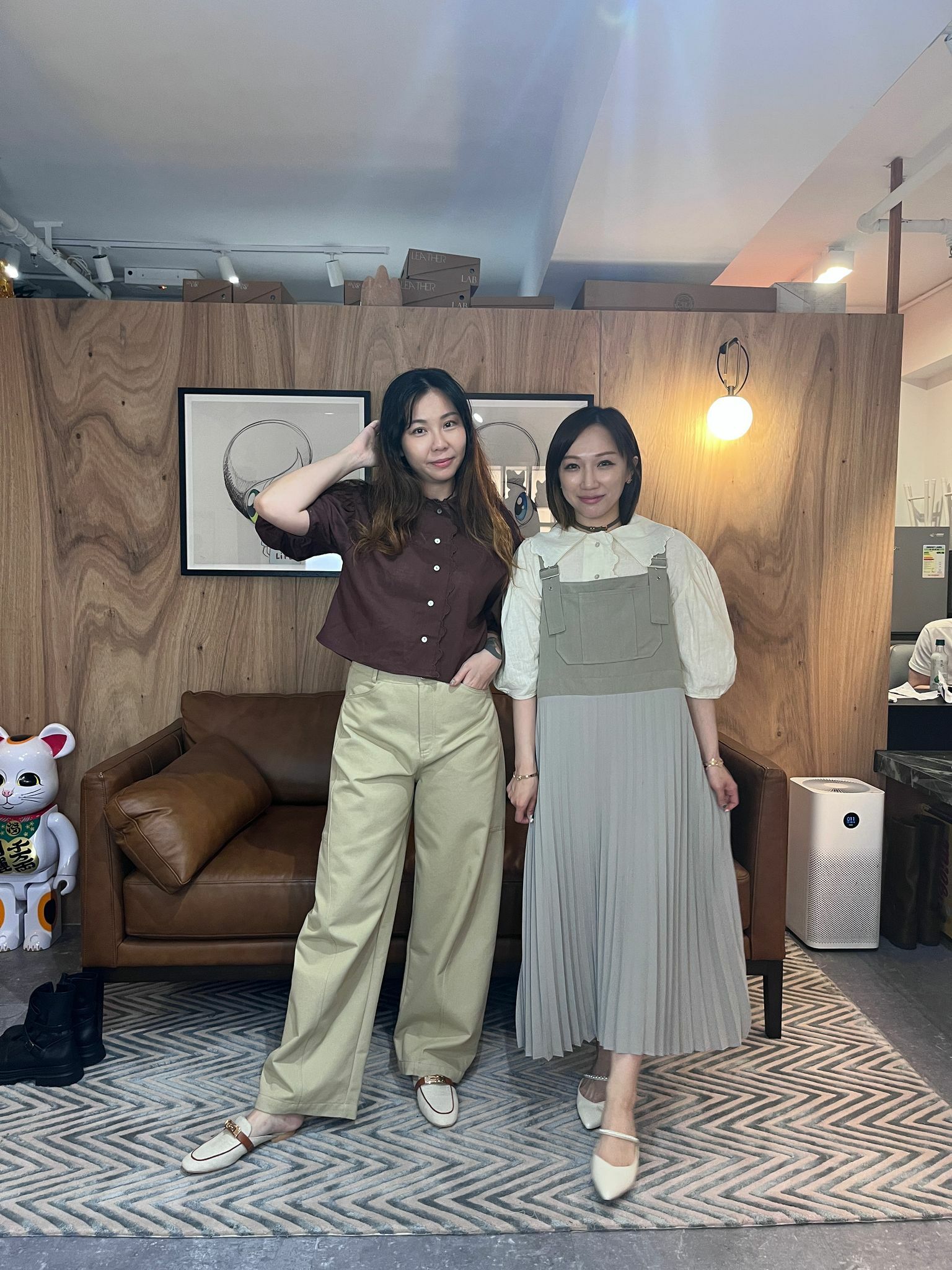 AB4134 百褶工人裙 - 淺杏