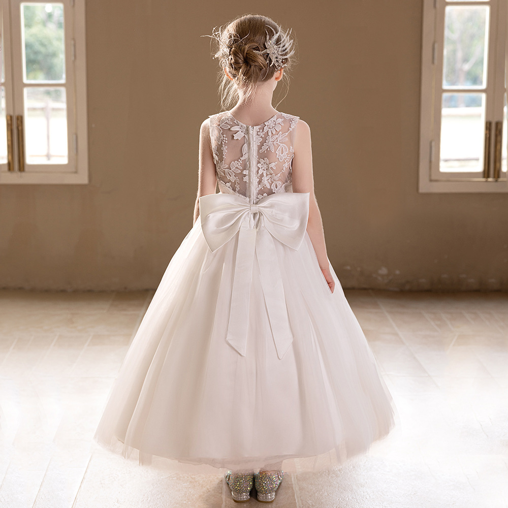 蕾絲刺繡大蝴蝶結蓬蓬禮服裙