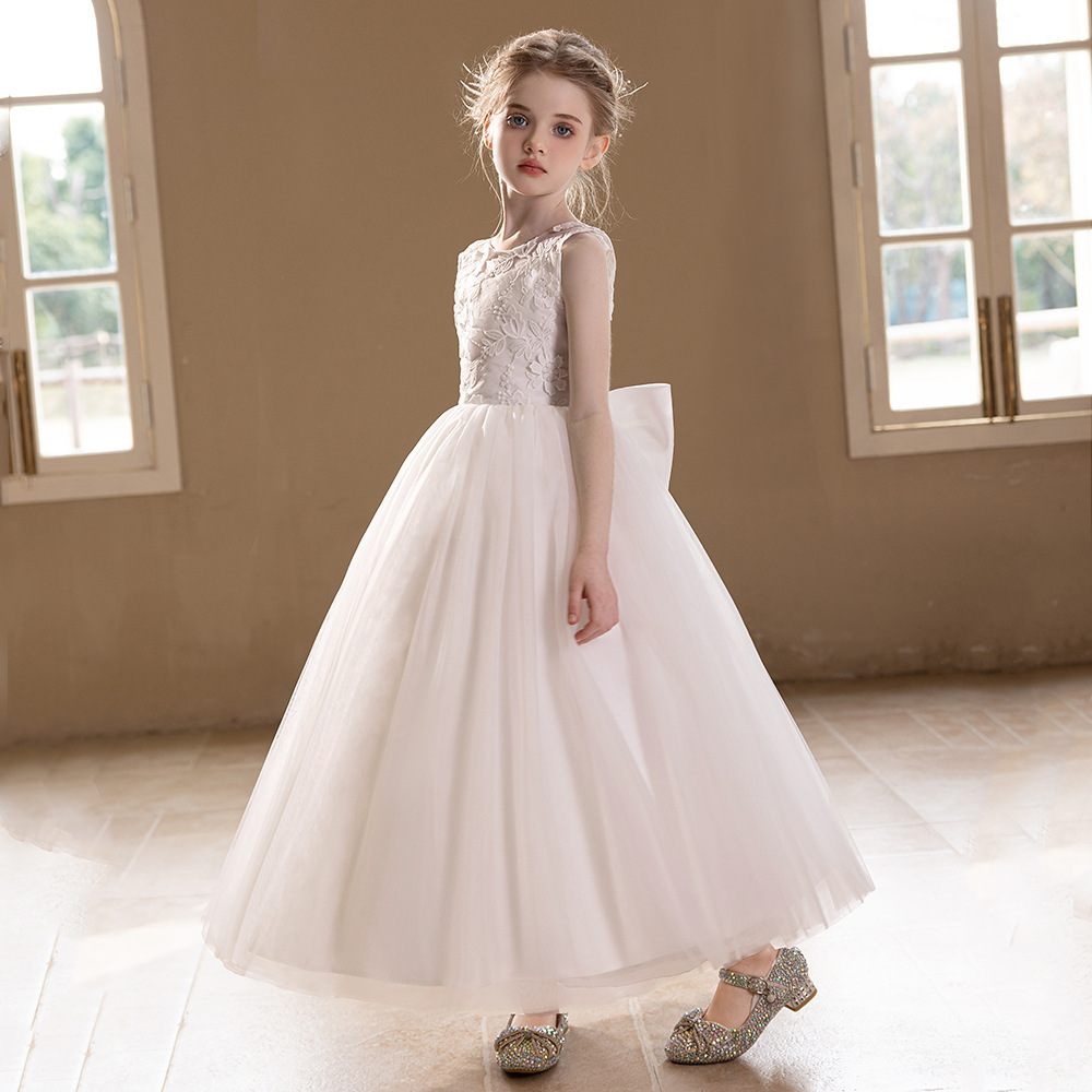 蕾絲刺繡大蝴蝶結蓬蓬禮服裙