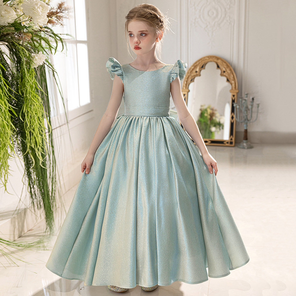 氣質小飛袖長款禮服裙