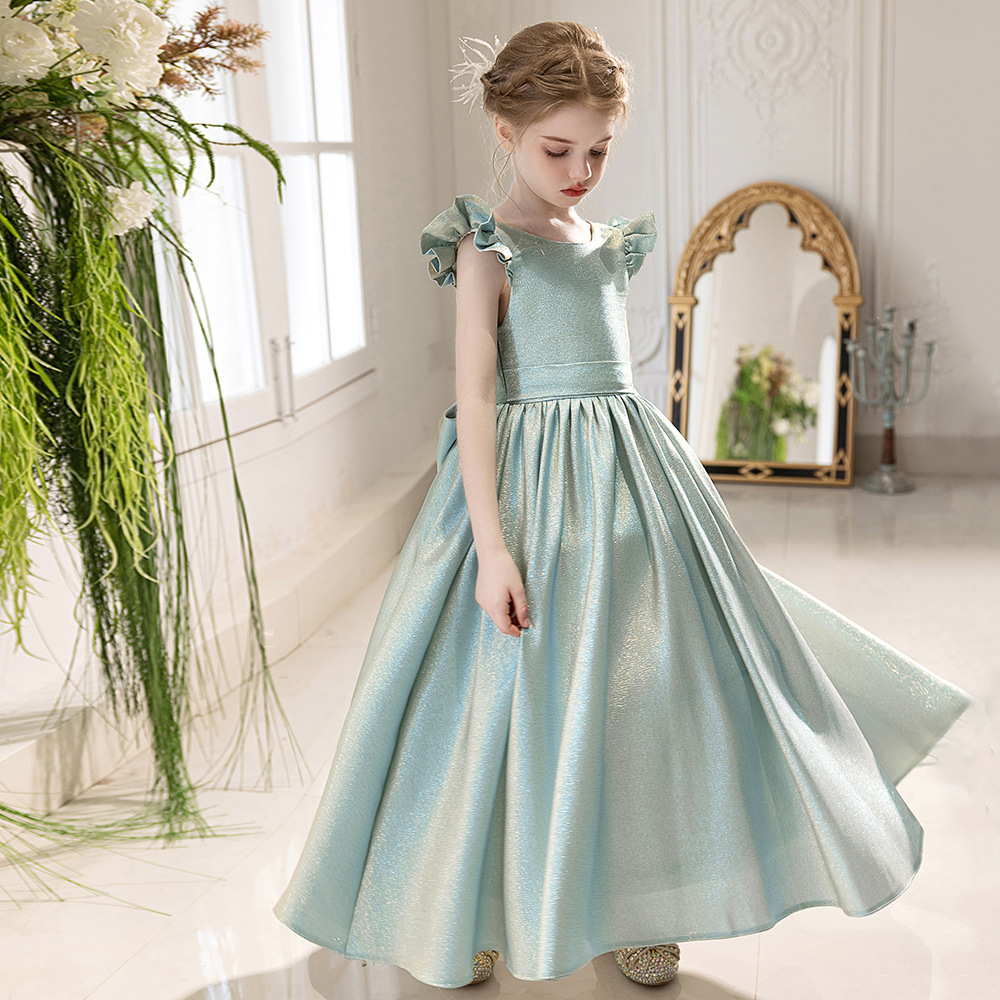 氣質小飛袖長款禮服裙