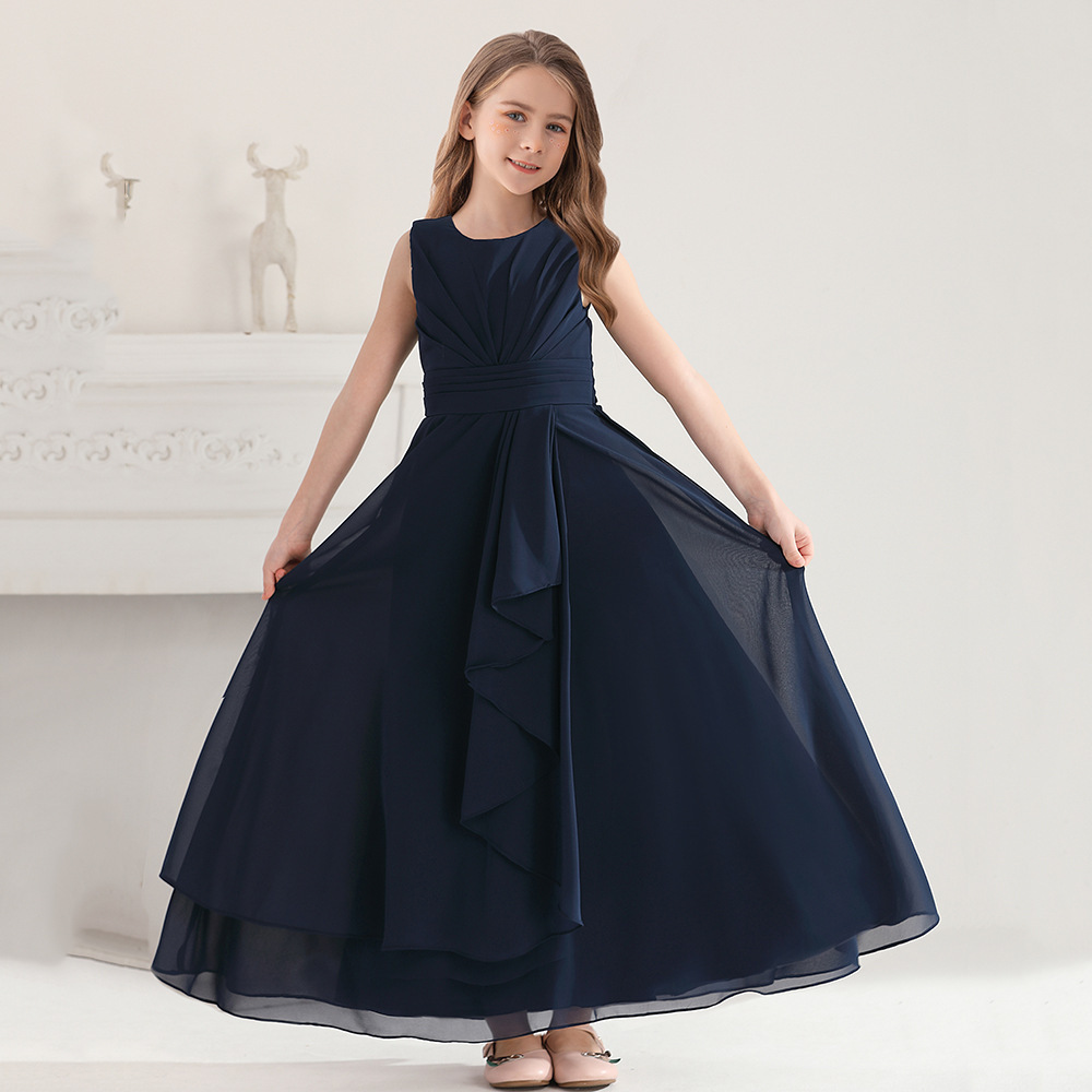 外貿款少女雪紡音樂表演禮服裙