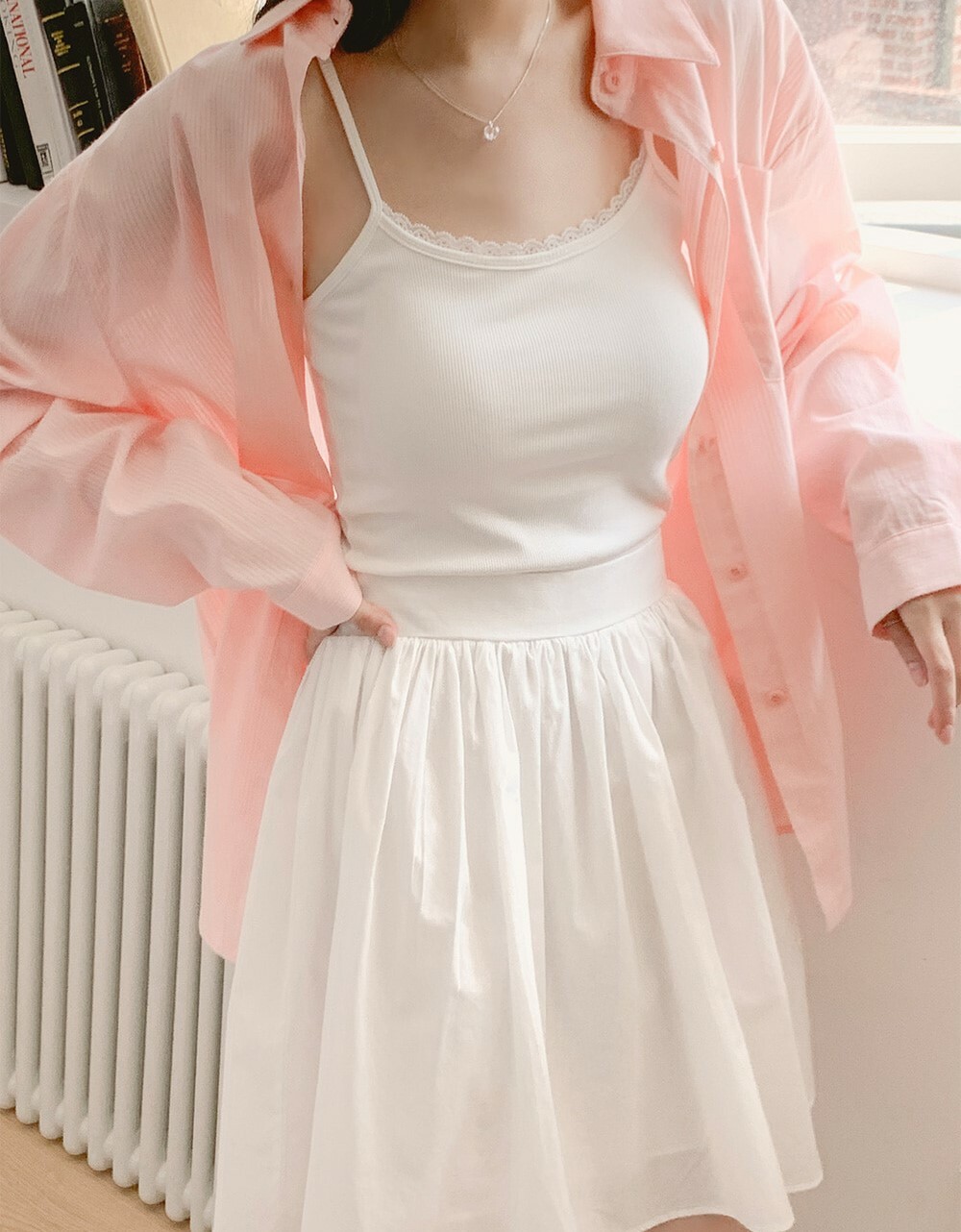 韓國grace muse授權 氛圍感蕾絲立體紋細肩帶背心