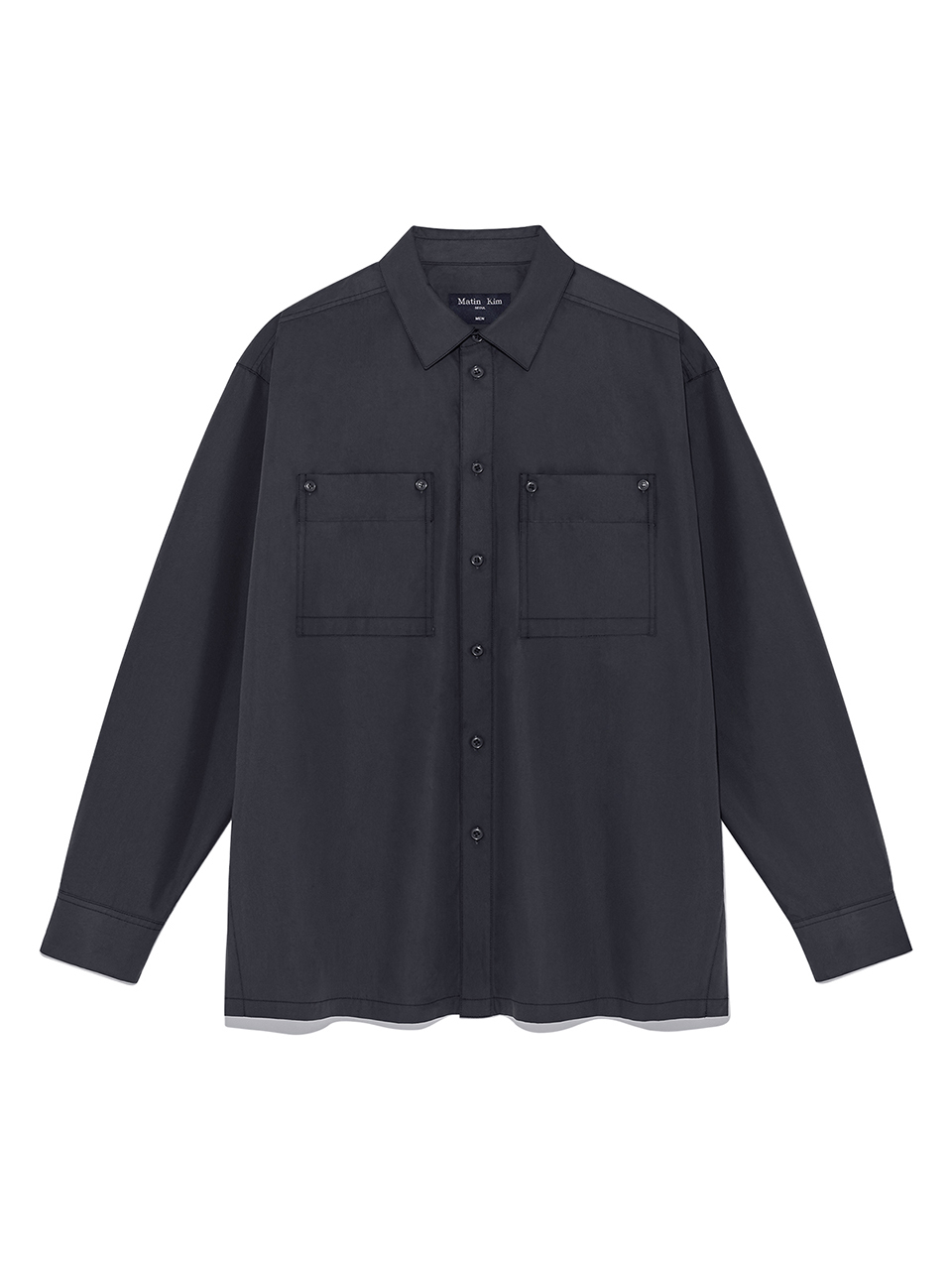 口袋翻折細節襯衫男款 炭灰