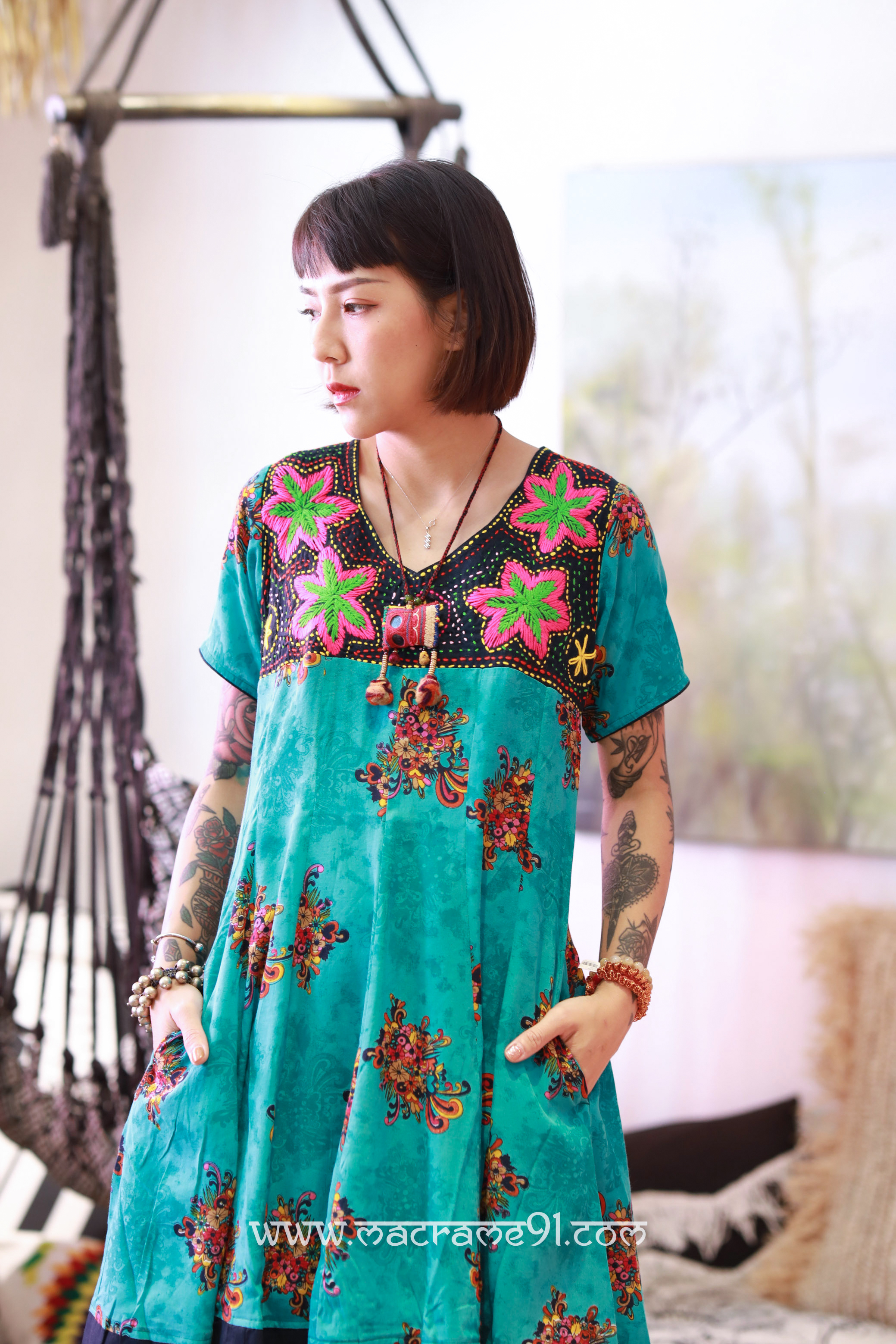 Macrame 中長裙 - M0516C - Green (0711)