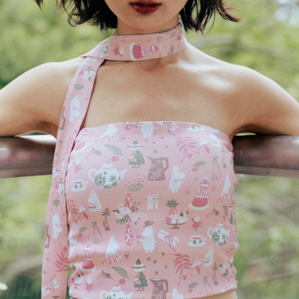 聖誕禮物 Pinkoi X Moomin 無肩帶 領結造型平口Bra印花小可愛