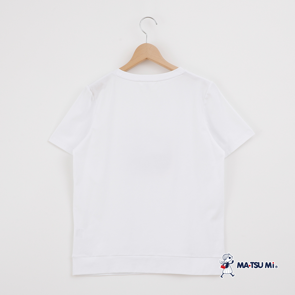 MA‧TSU Mi 寬鬆感瑪娃繡花夏日風彈性上衣(白.深藍)