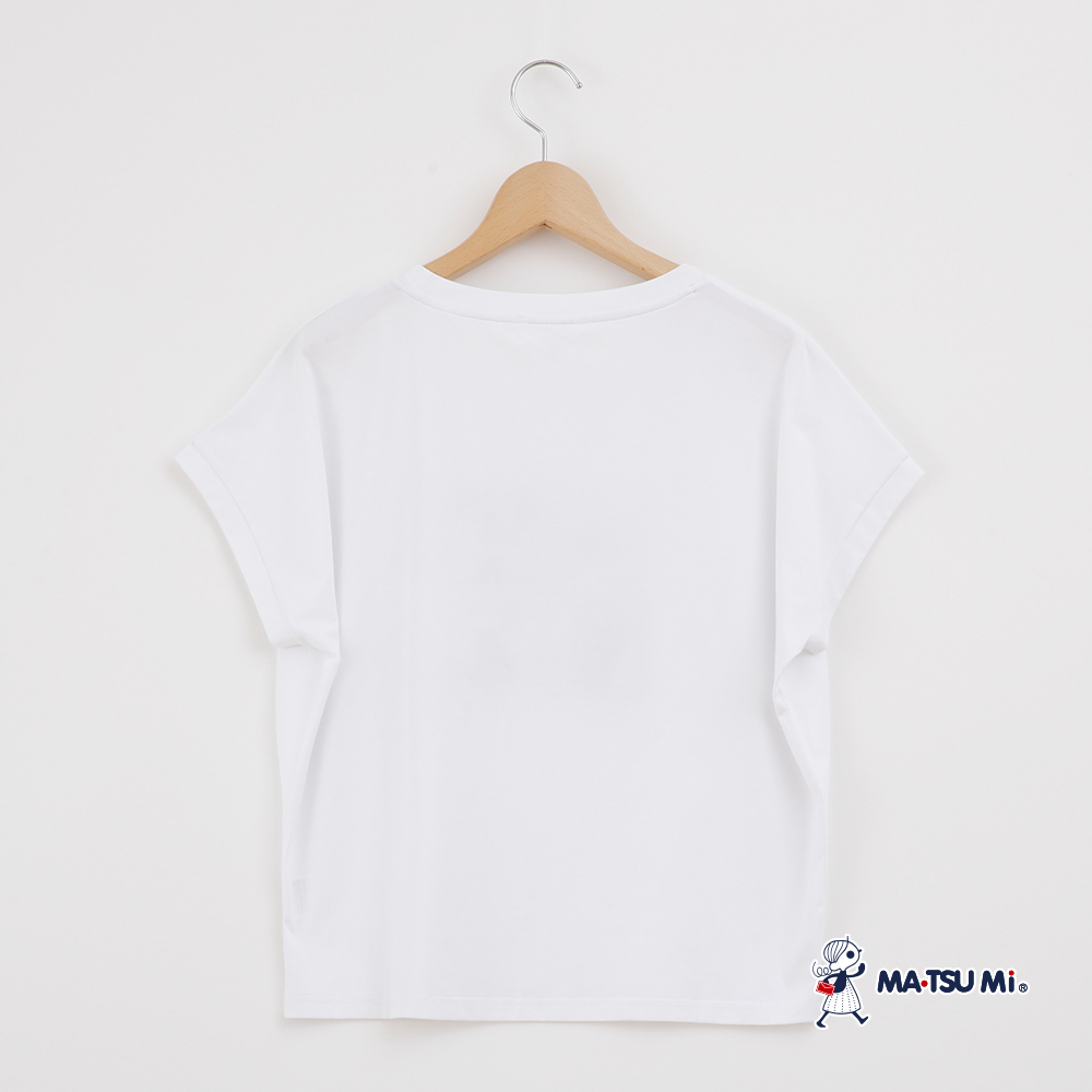 MA‧TSU Mi 寬鬆感夏日風情繡花圖案彈性上衣(白.水藍)