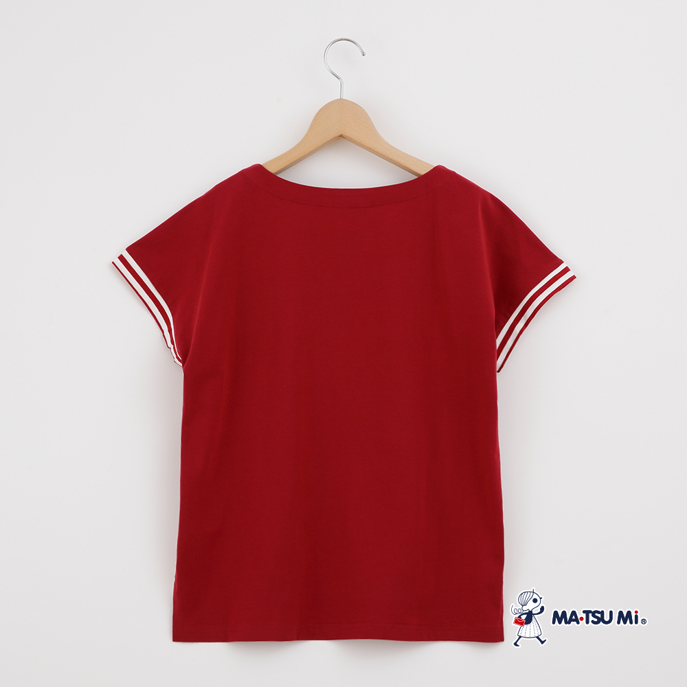 MA‧TSU Mi 寬鬆海洋風條紋交織口袋彈性上衣(紅.深藍)