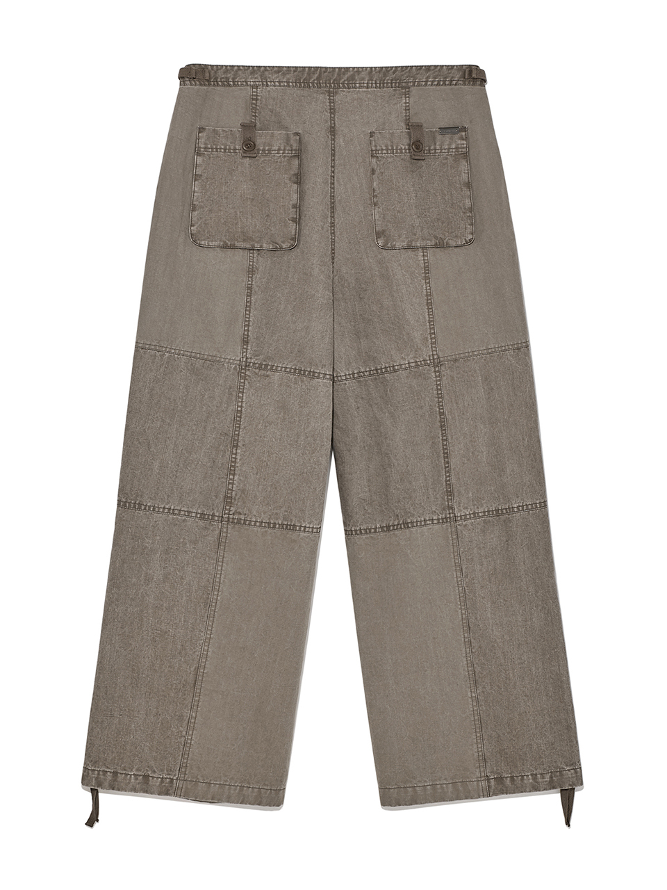 拼布細節水洗長褲 棕色