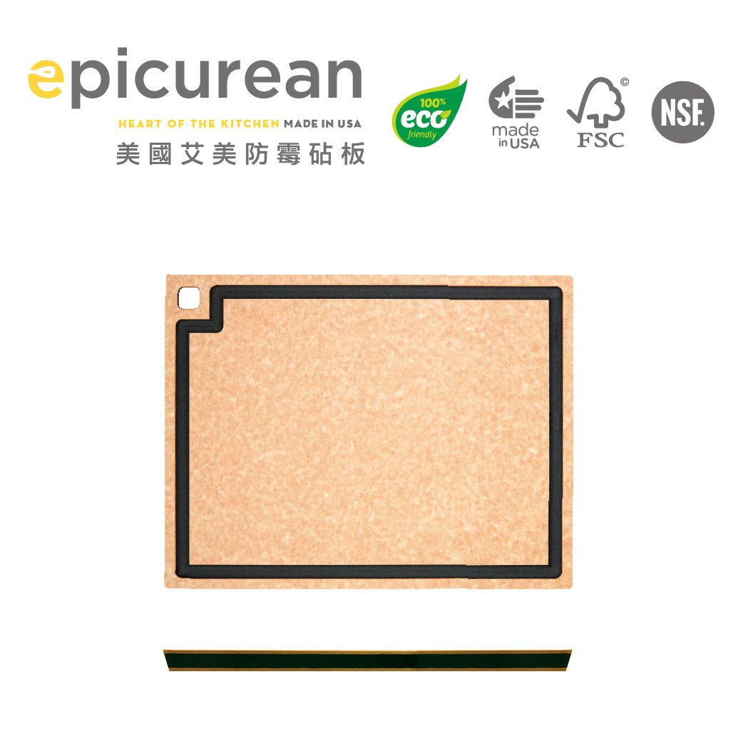 Epicurean 防霉加厚專家板 (木色+黑色）17.5"x 13" / 厚度：0.677"