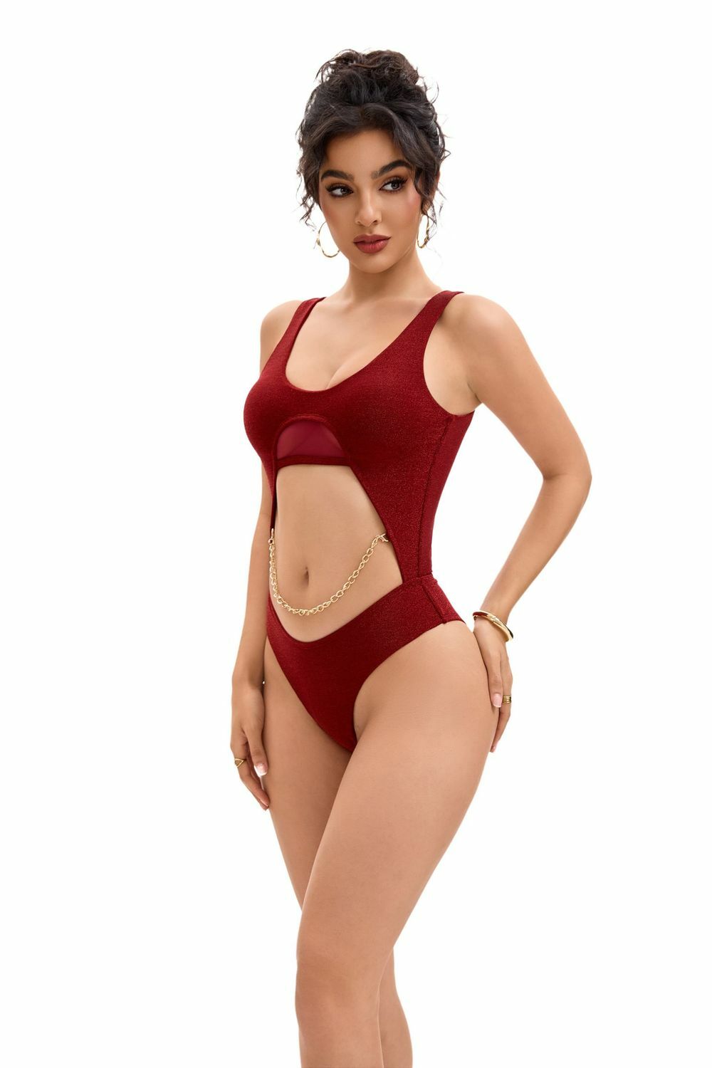 Glitter Bodysuit with Chain