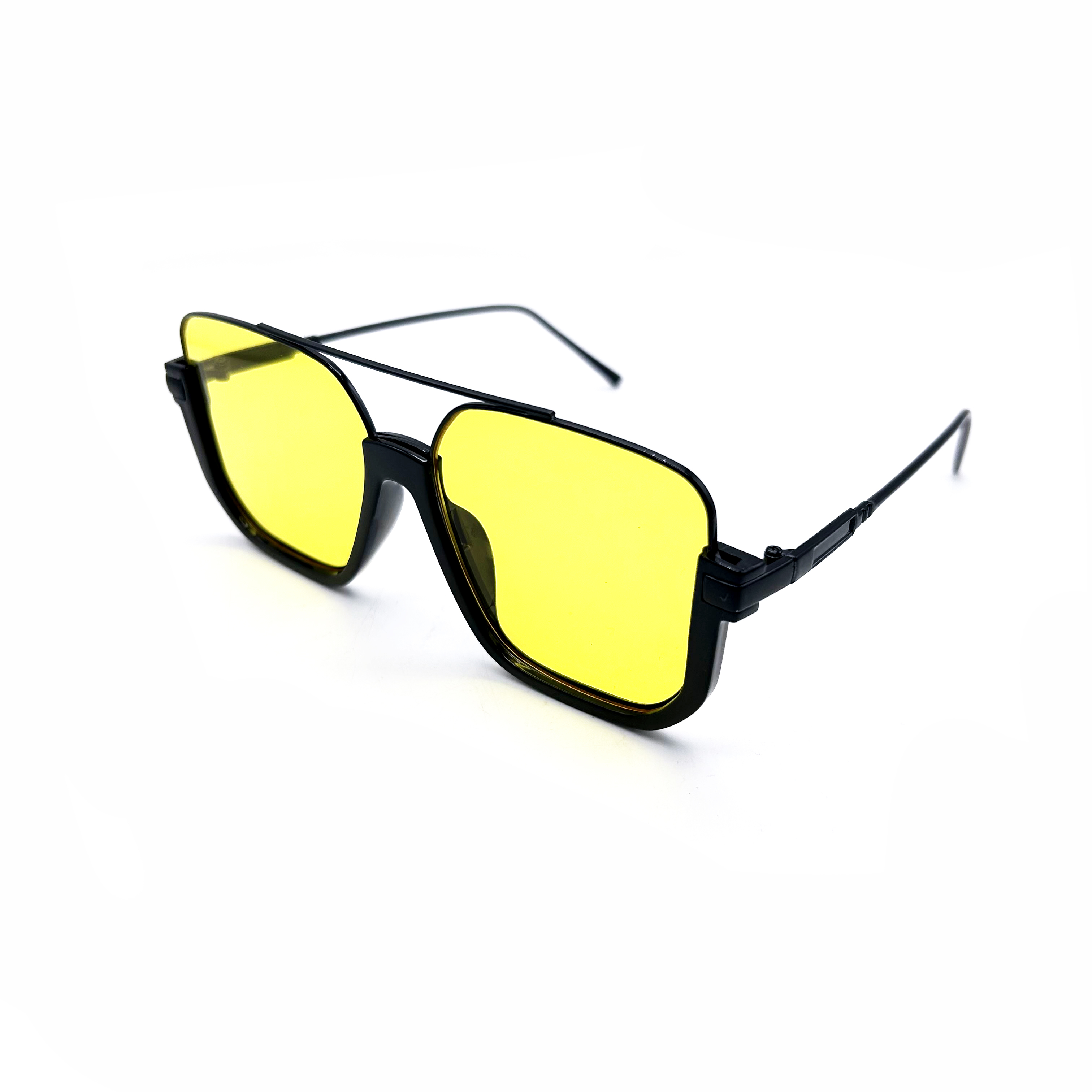 CHILL 時尚底圓粗框墨鏡-黃