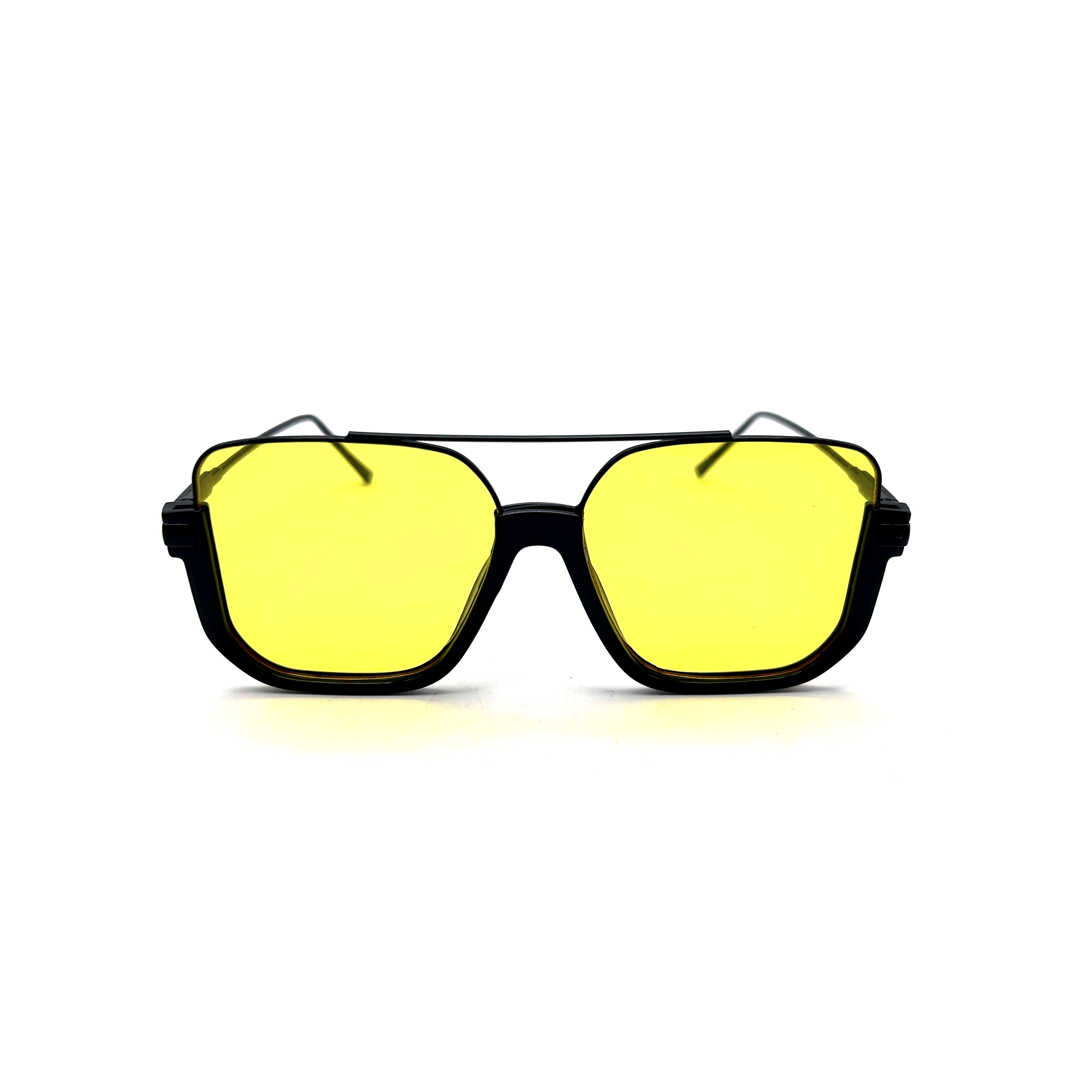 CHILL 時尚底圓粗框墨鏡-黃