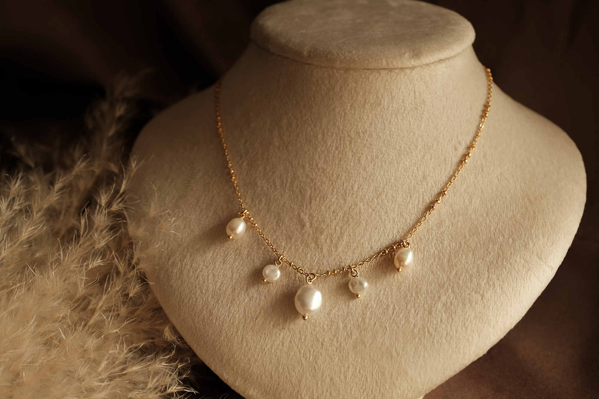 黃銅飾品, 項鍊, 飾品, 黃銅, 鋯石,天然珍珠,氣質,女神,鍍18K金,18KGP,雙層項鍊