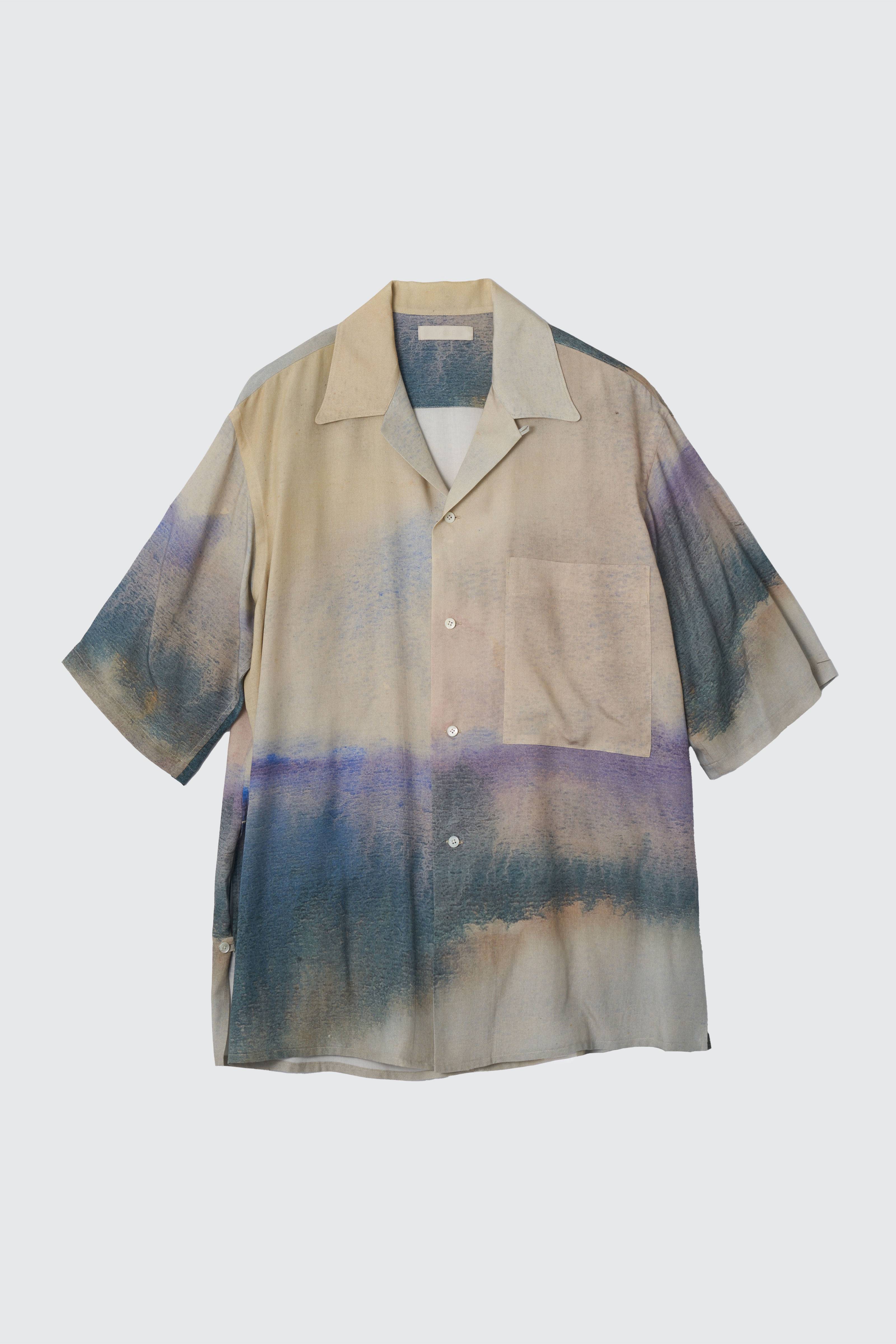 YOKE LANDSCAPE PRINTED OPEN COLLAR SHIRT (2COL)