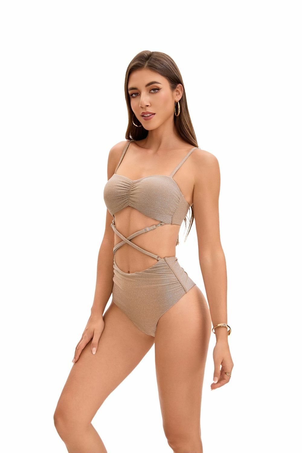 Ruched-Milk Tea Shimmer