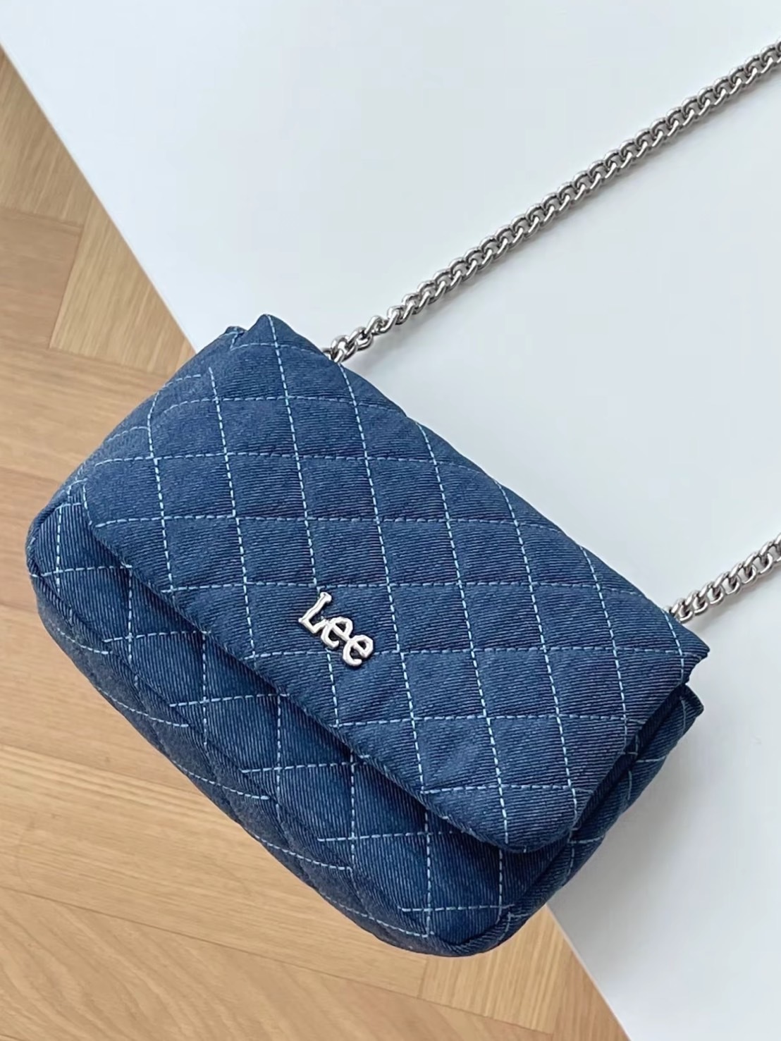 LEE 小香風 牛仔 菱格 小包