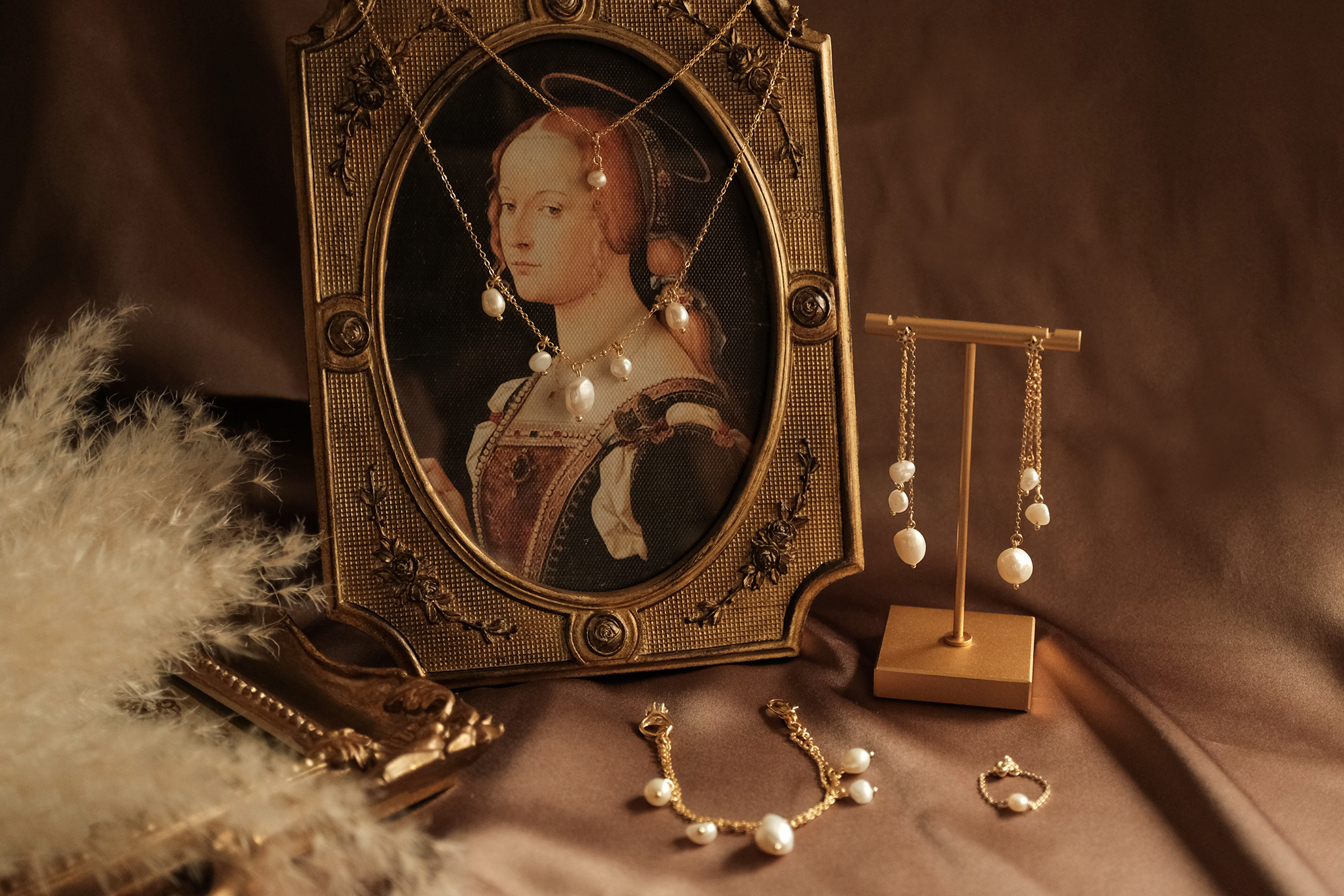 黃銅飾品, 戒指, 飾品, 黃銅, 鋯石,天然珍珠,氣質,女神,鍍18K金,18KGP,可調式