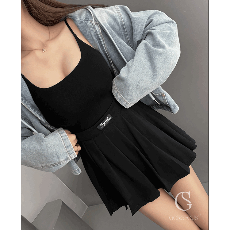 LE013 現貨「私寵偷跑 太空直腿百褶褲裙」