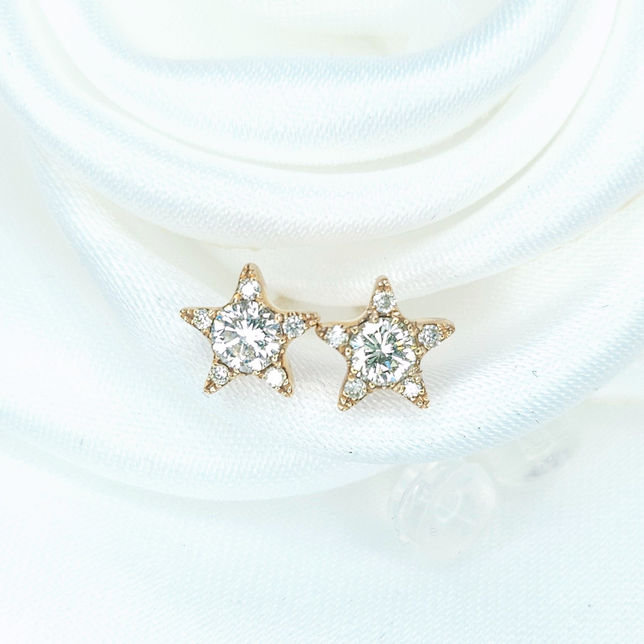 全新18K玫瑰金29份鑽石耳環