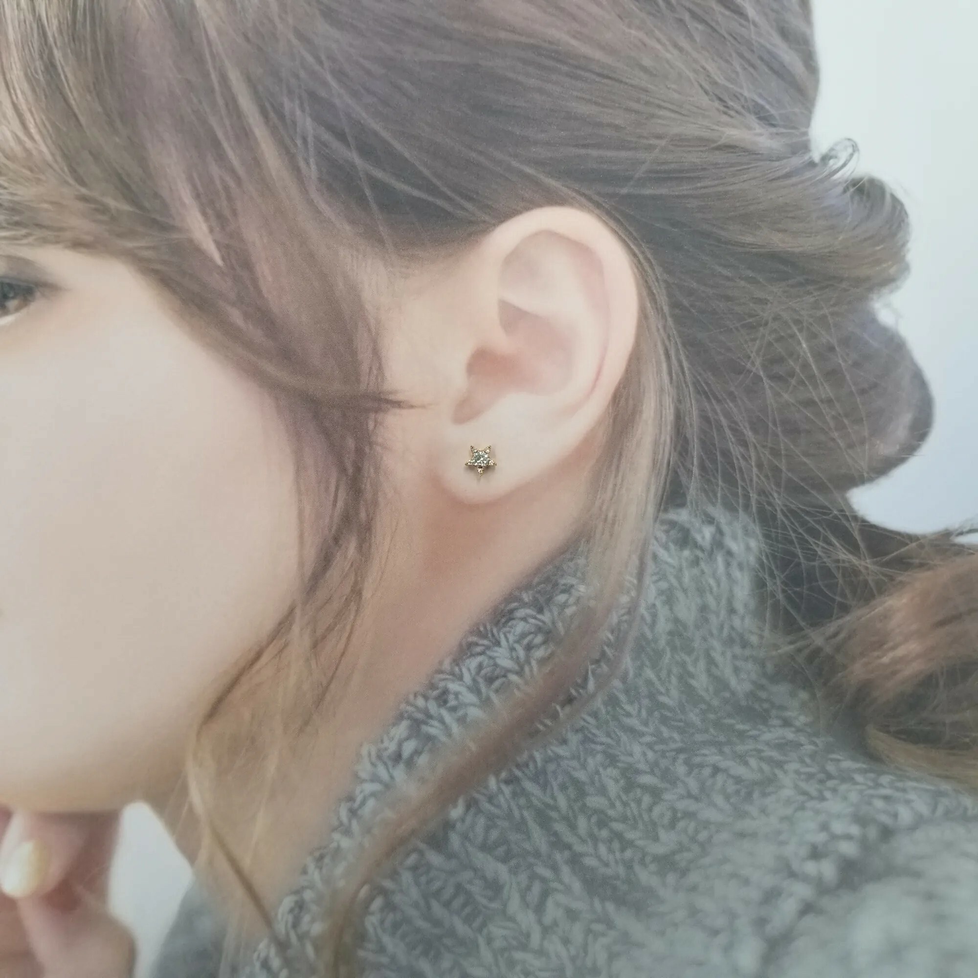 全新18K玫瑰金29份鑽石耳環