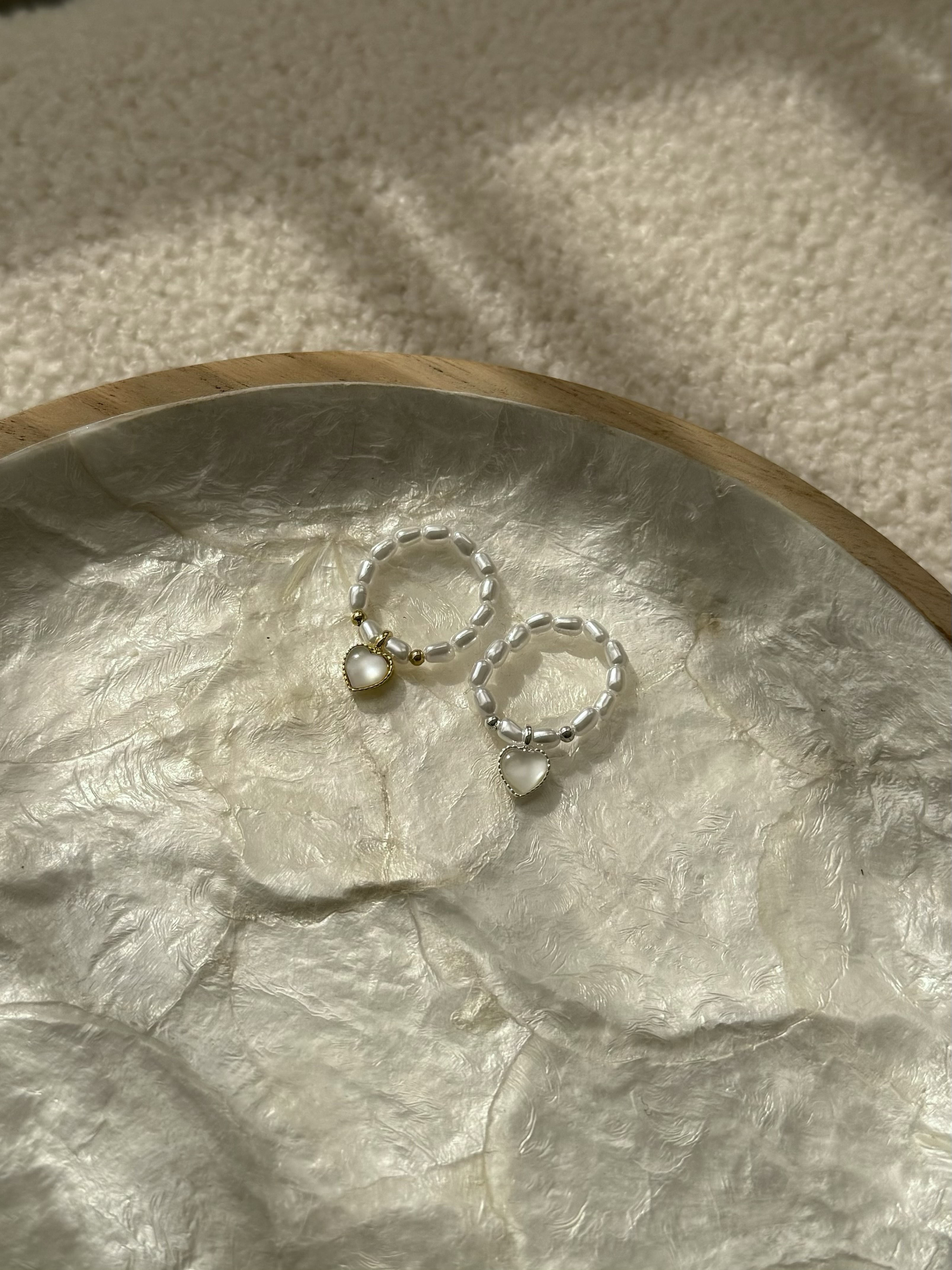 貓眼愛心珍珠戒指