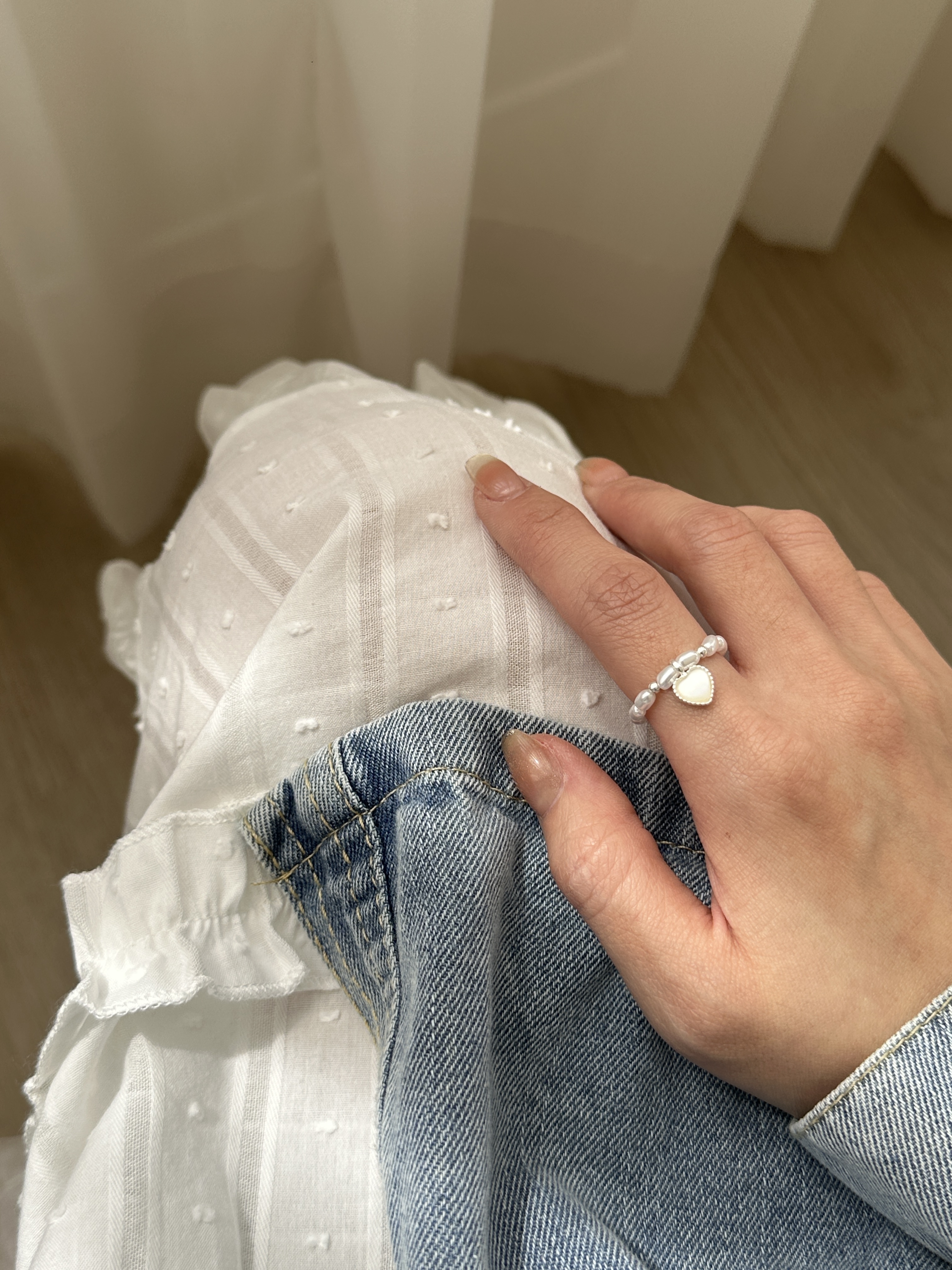 貓眼愛心珍珠戒指