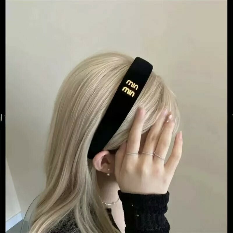 Q39雙排字母絨布髮箍