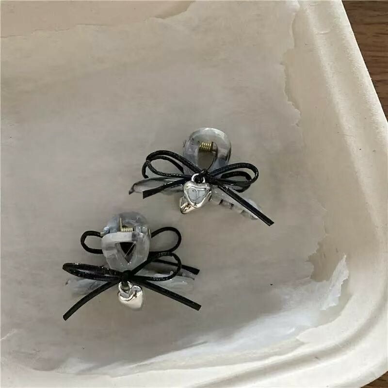 Q35暈染細繩蝴蝶結愛心小抓夾【單支】