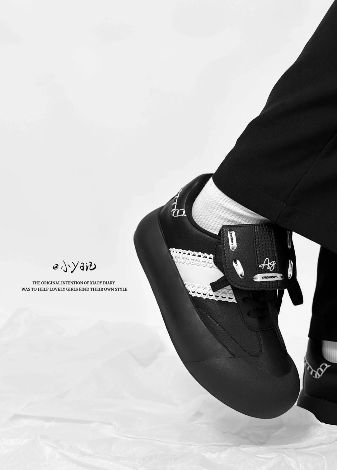 GOOD BAI DUM DUM 黑色圓頭蕾絲 G23AWUFW0101