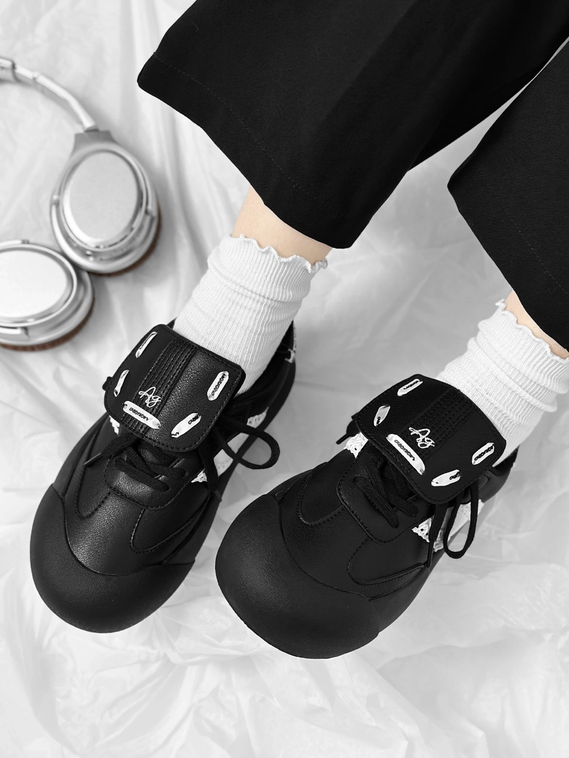 GOOD BAI DUM DUM 黑色圓頭蕾絲 G23AWUFW0101